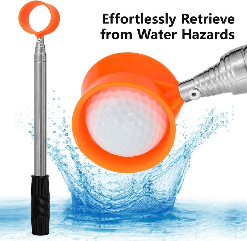 MistyBrew Telescopic Golf Ball Retriever (9/12ft) | Picker Upper Tool | Premium Stainless Steel & Double-Sided Head - Image 2
